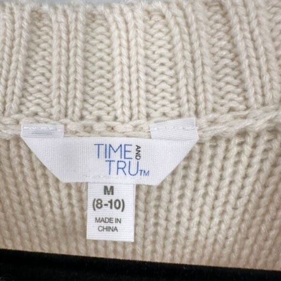 NWT Time and Tru Off White Fisherman knit sweater size medium - Picture 7 of 10